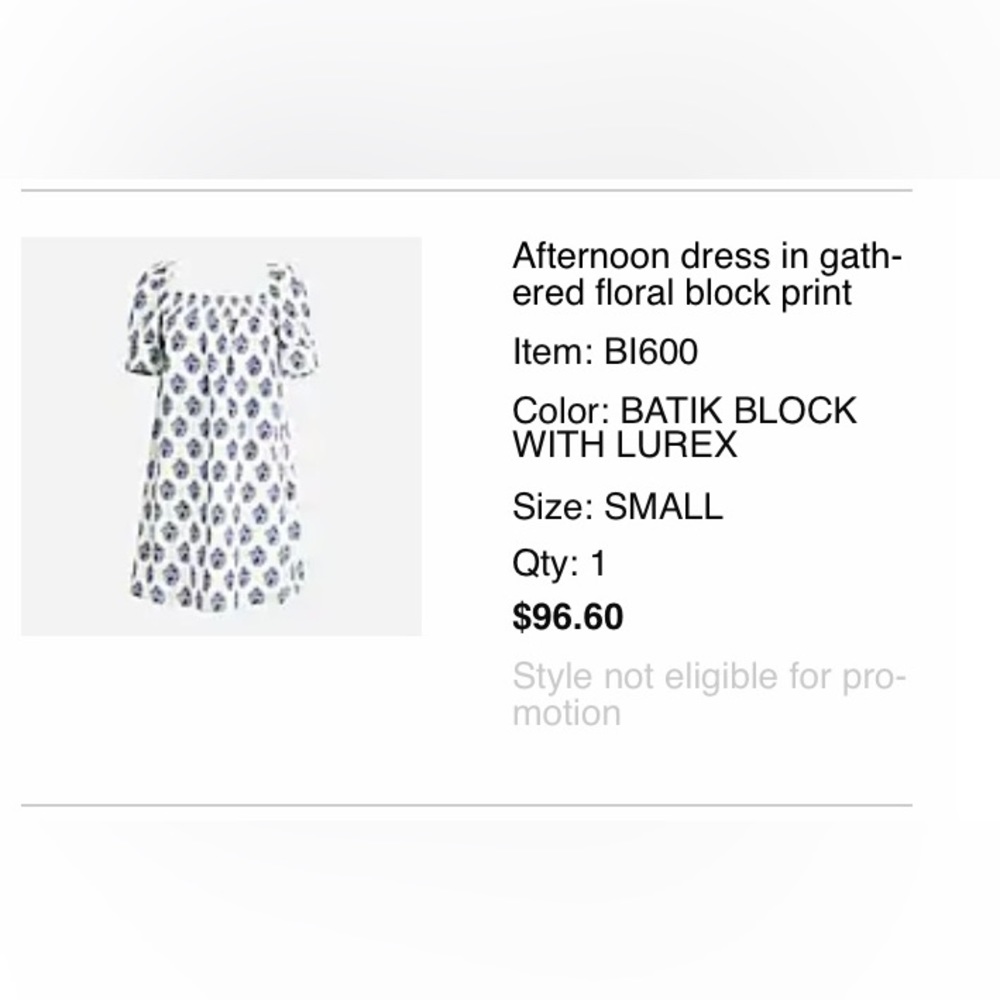 J. Crew White Dress with Navy Floral Block Print
